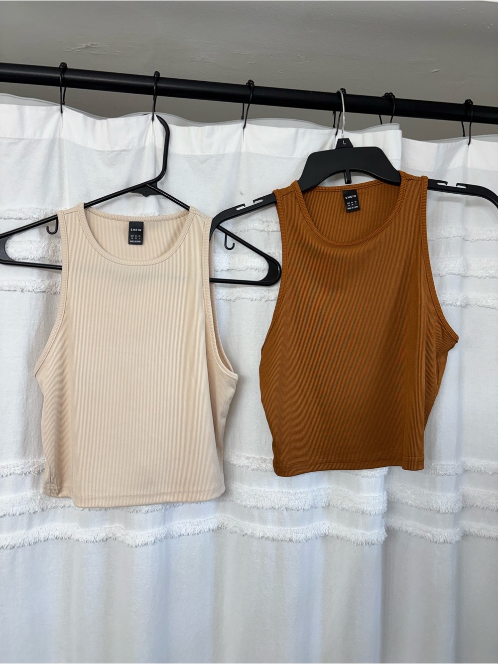 SHEIN Ribbed Tank Top Duo in Cream and Brown